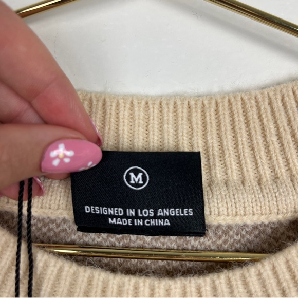 Miou Muse Brown and Cream Oversized Checkerboard Sweater NWT - Picture 4 of 9